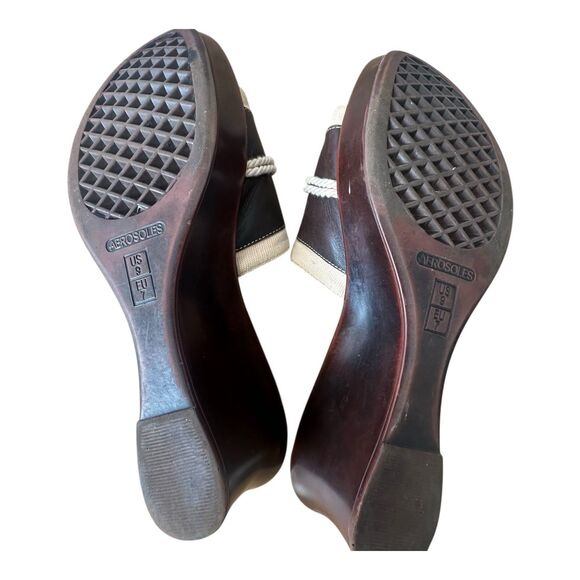 Aerosoles Leather Canvas Nautical Rope Sandals Size 9M - Picture 6 of 7